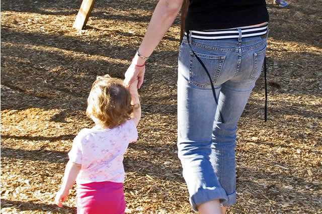 child dependant in a playground in the care of a parent or guardian